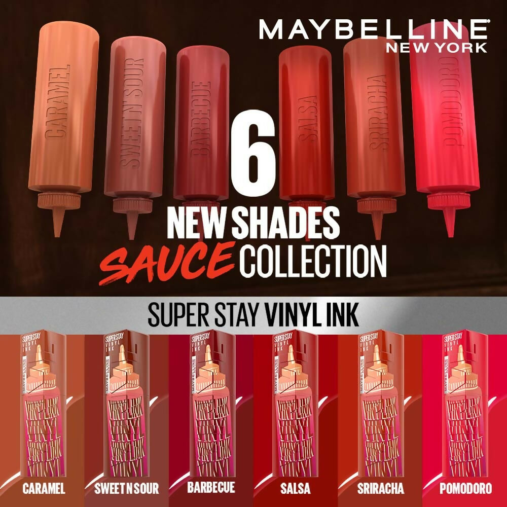 Maybelline New York Super Stay Vinyl Ink Liquid Lipstick, Instant Shine Lasts Up To 16H - Pomodoro Sauce