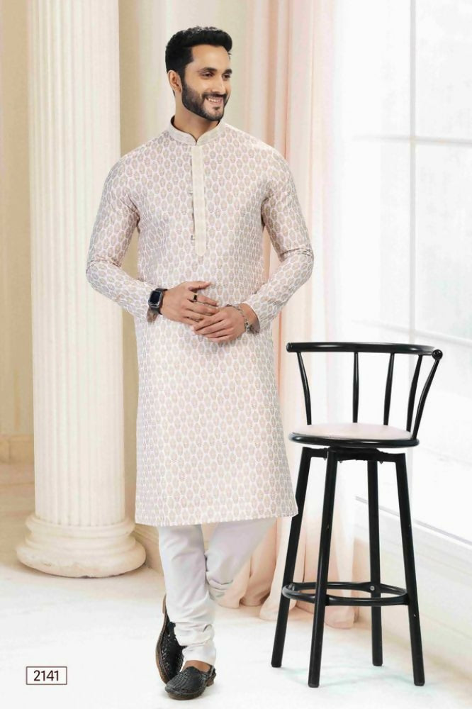 Raivat Ethnic Cotton Thread Work Kurta Pajama In Yellow Colour