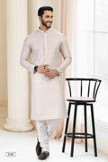 Raivat Ethnic Cotton Thread Work Kurta Pajama In Yellow Colour