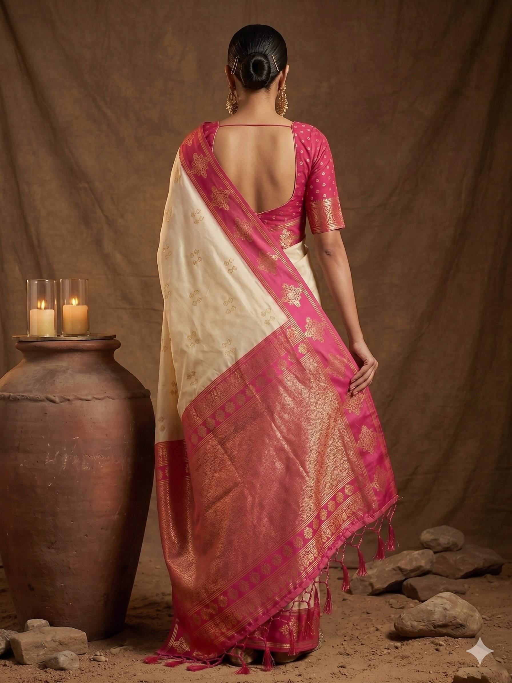 Shree Shyam Fashion Cream Soft Silk Saree