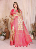 Aastha Fashion Yellow Banarasi Tissue Silk Weaving Saree