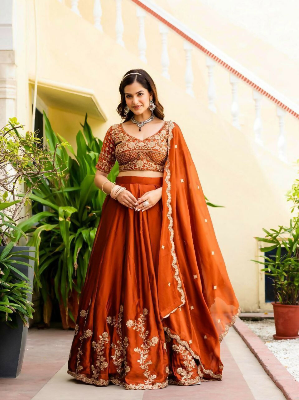 Lehenga Mart Designer Indian Wedding Lehenga Choli-Rusty