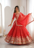 Lehenga Mart Designer Indian Wedding Lehenga Choli-Orange