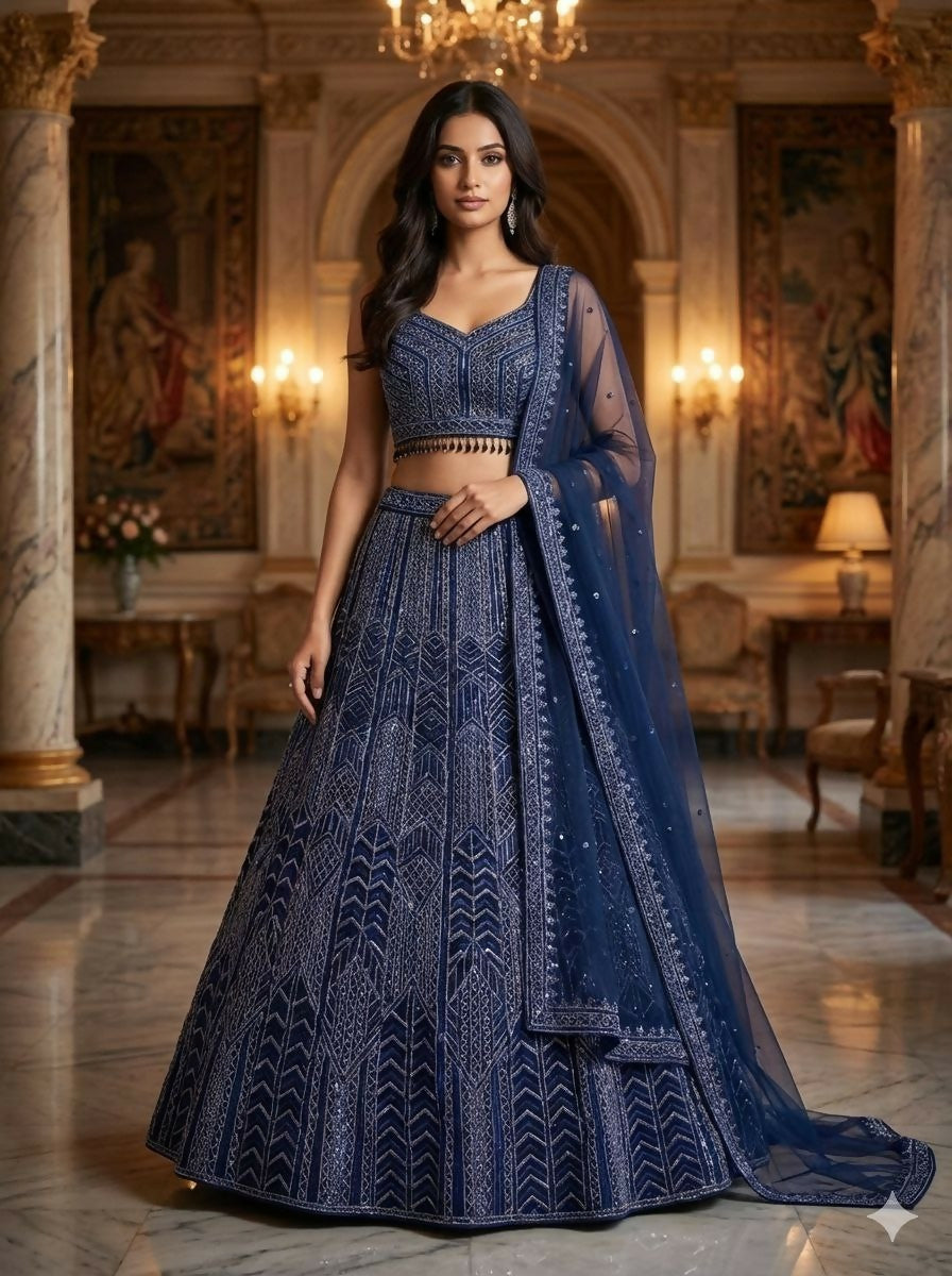 Lehenga Mart Designer Indian Wedding Lehenga Choli-Blue