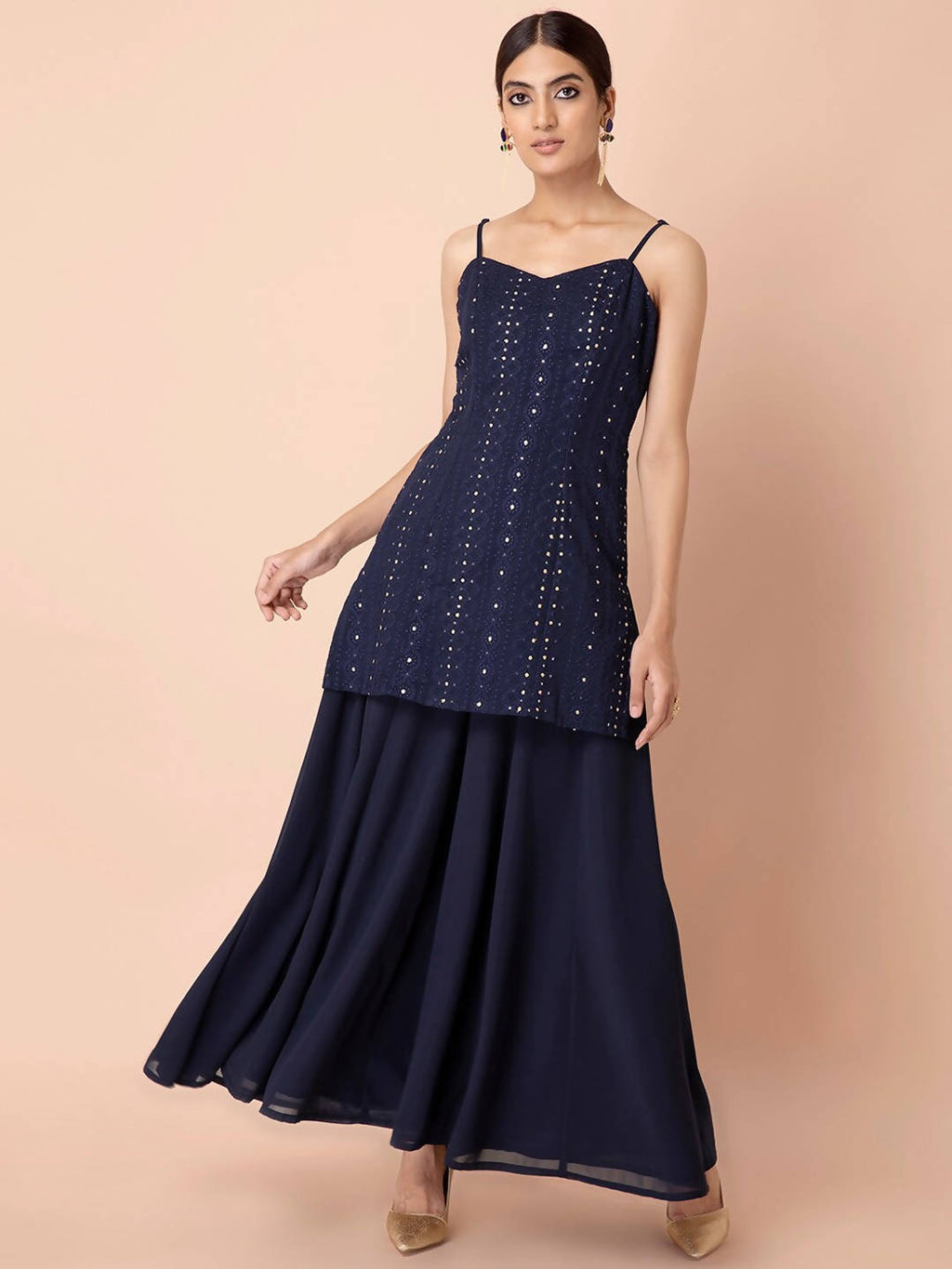 Indya Navy Blue Georgette Kurta