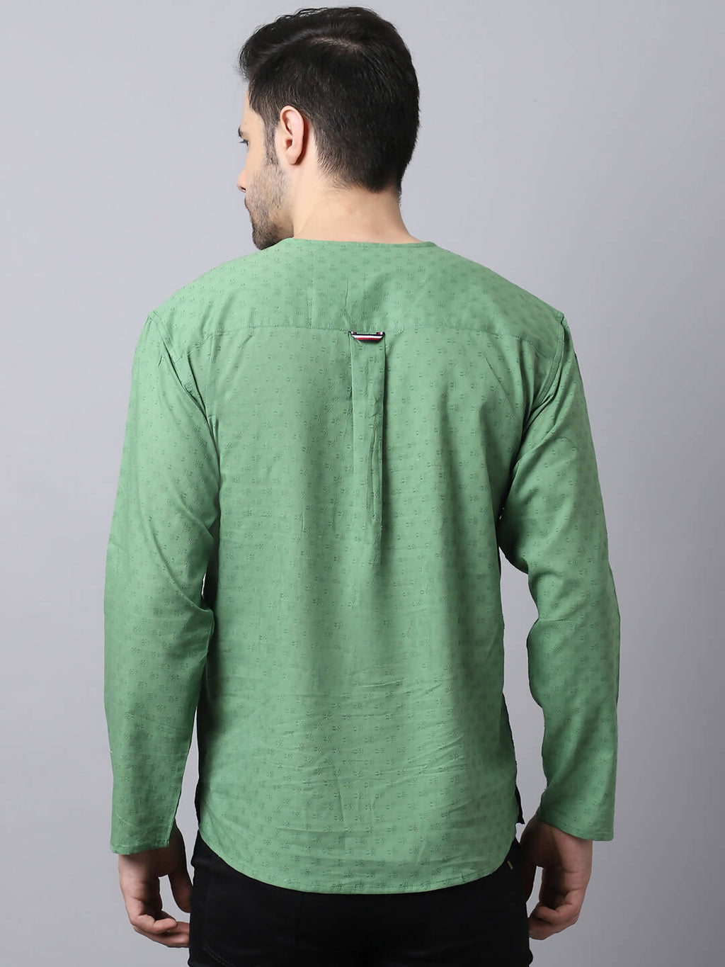 Even Apparels Green Pure Cotton Round Neck Slit Men's Kurta