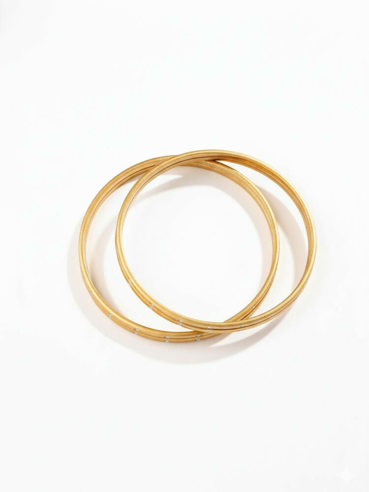 NVR Women Set of 4 Gold Plated Handcrafted CZ Studded Bangle