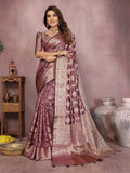 Aastha Fashion Purple Soft Organza Silk Weaving Saree