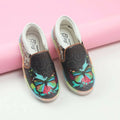 Tiny Bugs Unisex Butterfly Printed Slip Ons Sneakers - Black
