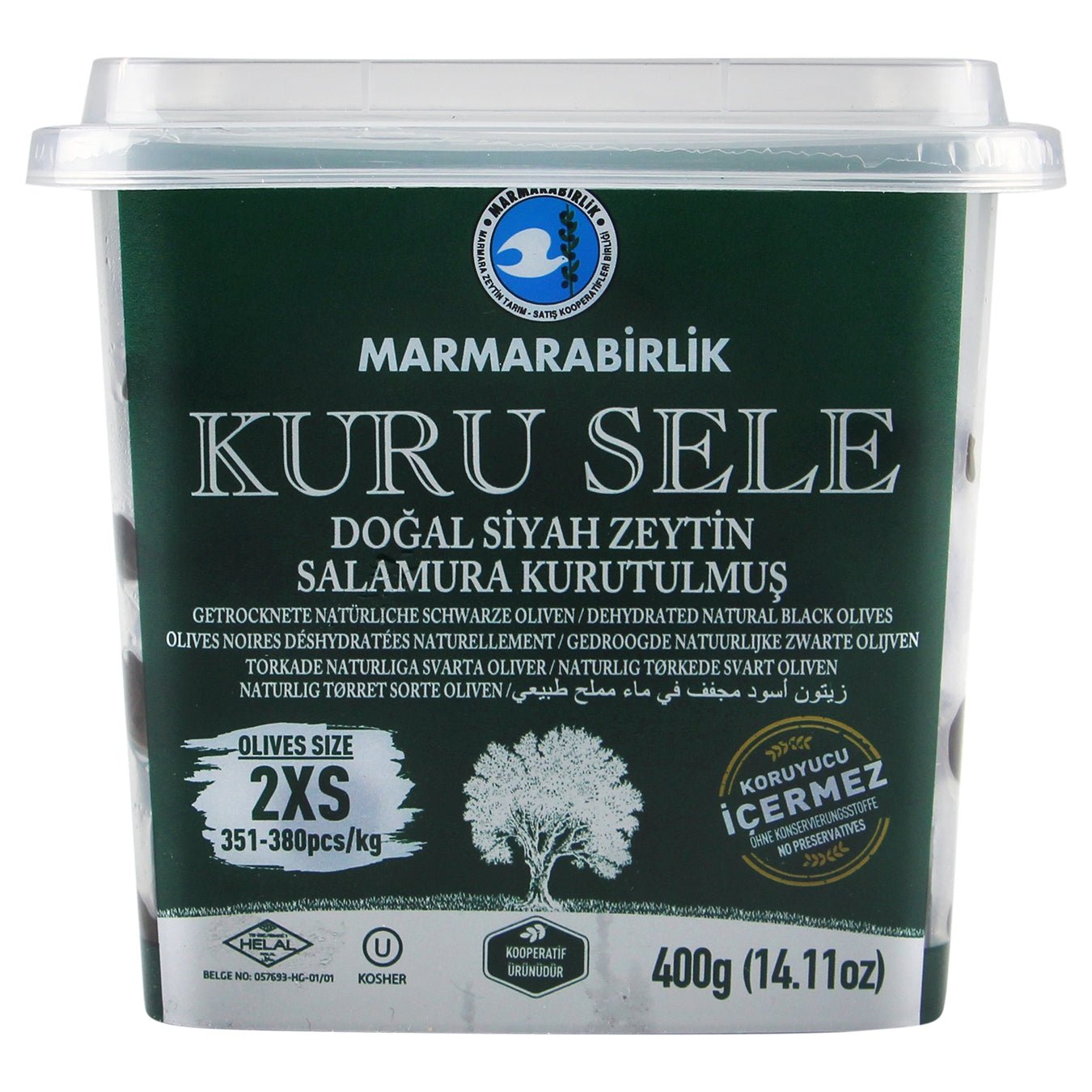 Marmarabirlik Dried Black Olives – Authentic Turkish Dry Cured, 400g