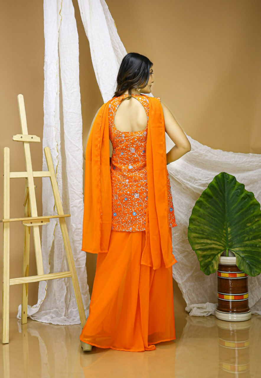 Teeya Creation Yellow Color Faux Georgette Wedding Wear Trending Palazzo Set