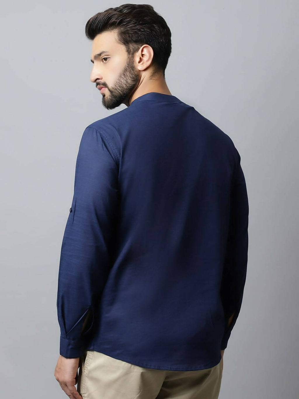 Even Apparels Navy blue Color Viscose Pure Cotton Men's Kurta With Side Placket (SLD1190)
