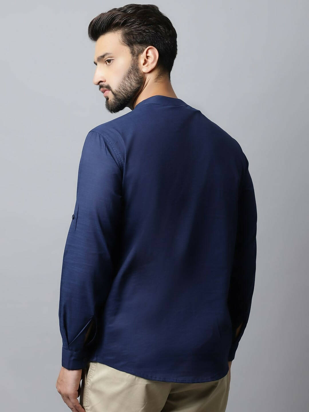 Even Apparels Navy blue Color Viscose Pure Cotton Men's Kurta With Side Placket (SLD1190)