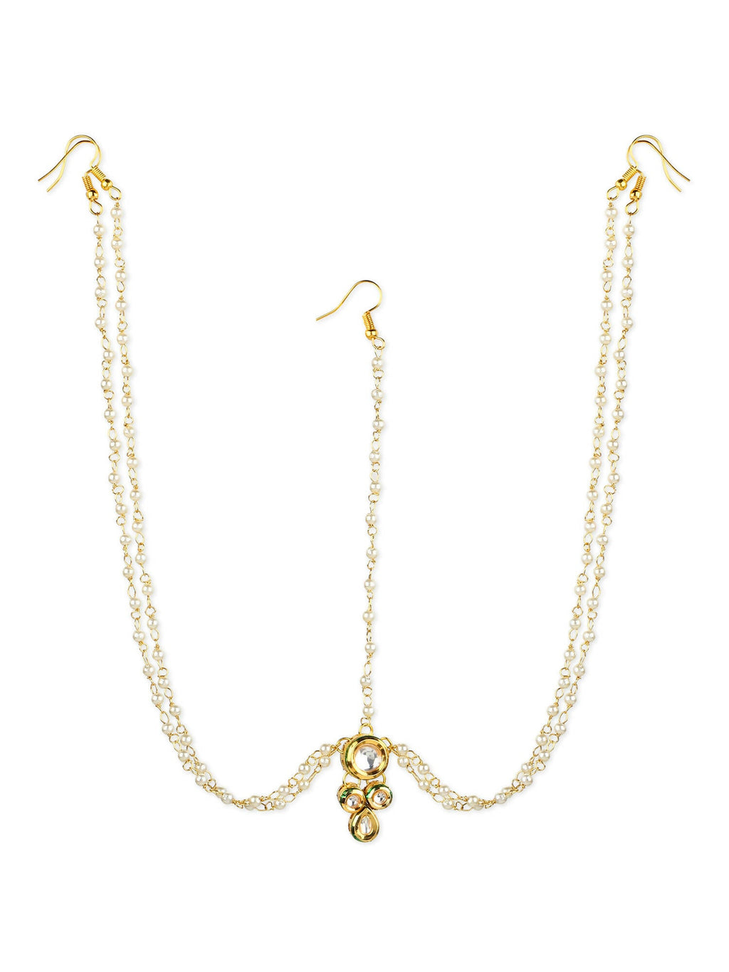Gold-Polished Kundan Head Jewellery - Ruby Raang