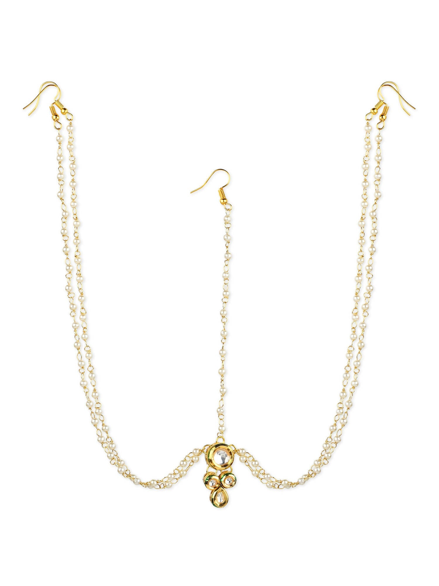 Gold-Polished Kundan Head Jewellery - Ruby Raang