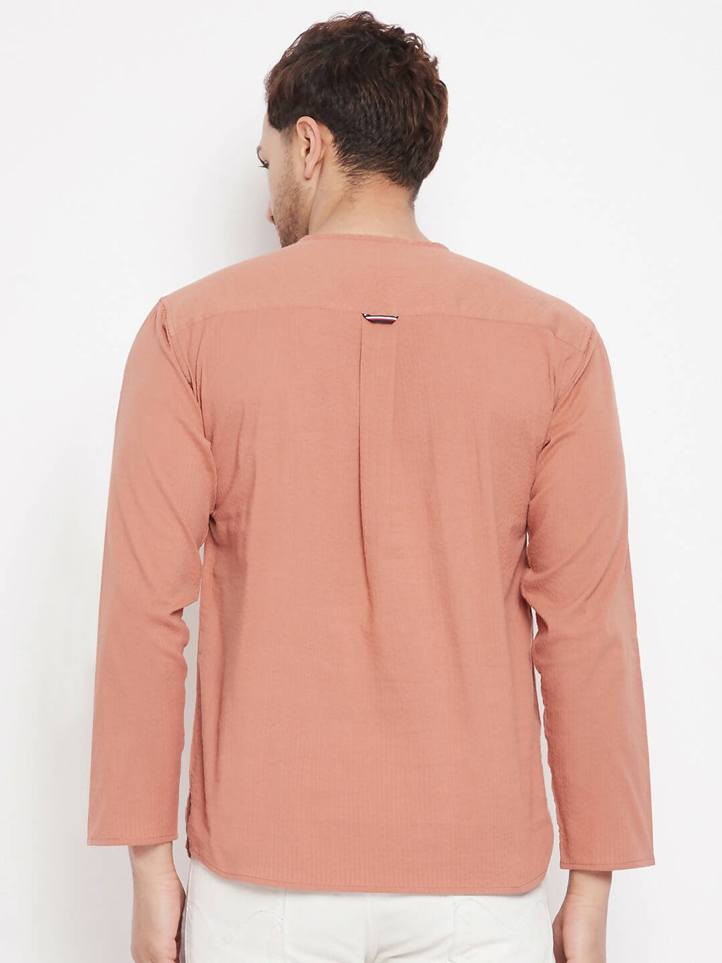 Even Apparels Brown Pure Cotton Men's Kurta With Slit Neckline