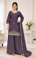 Teeya Creation Onion Color Chinon Silk Heavy Embroidery Work Party Wear Palazzo Set