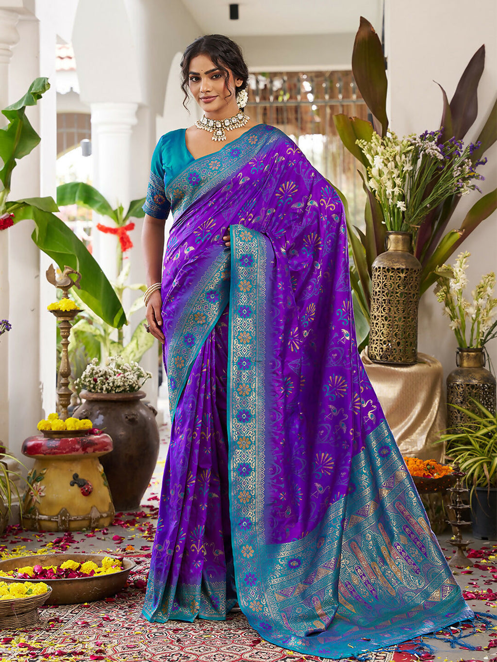 Shree Shyam Fashion Violet Soft Silk Saree