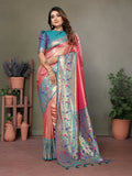 Aastha Fashion Dusty Pink Tissue Silk Paithani Woven Saree