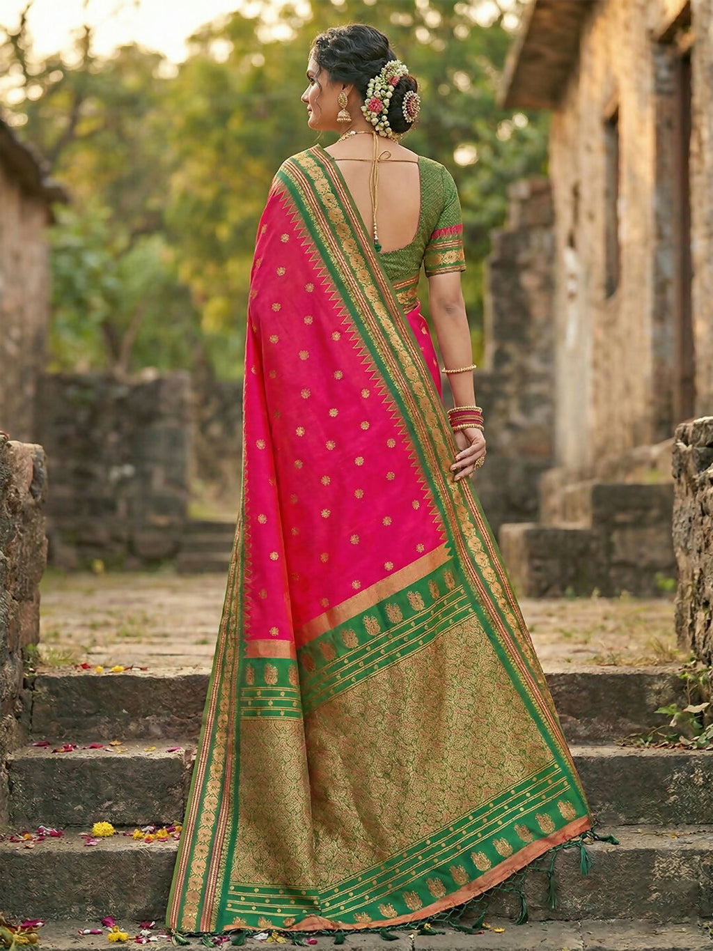 Shree Shyam Fashion Pink Soft Silk Saree