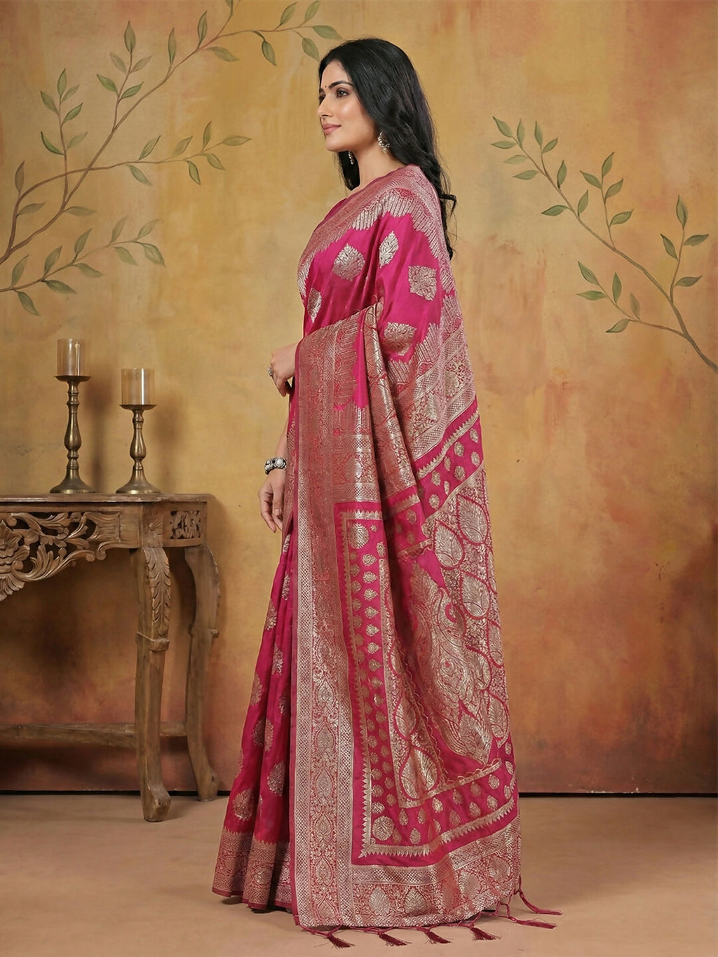 Shree Shyam Fashion Magenta Silk Blend Saree