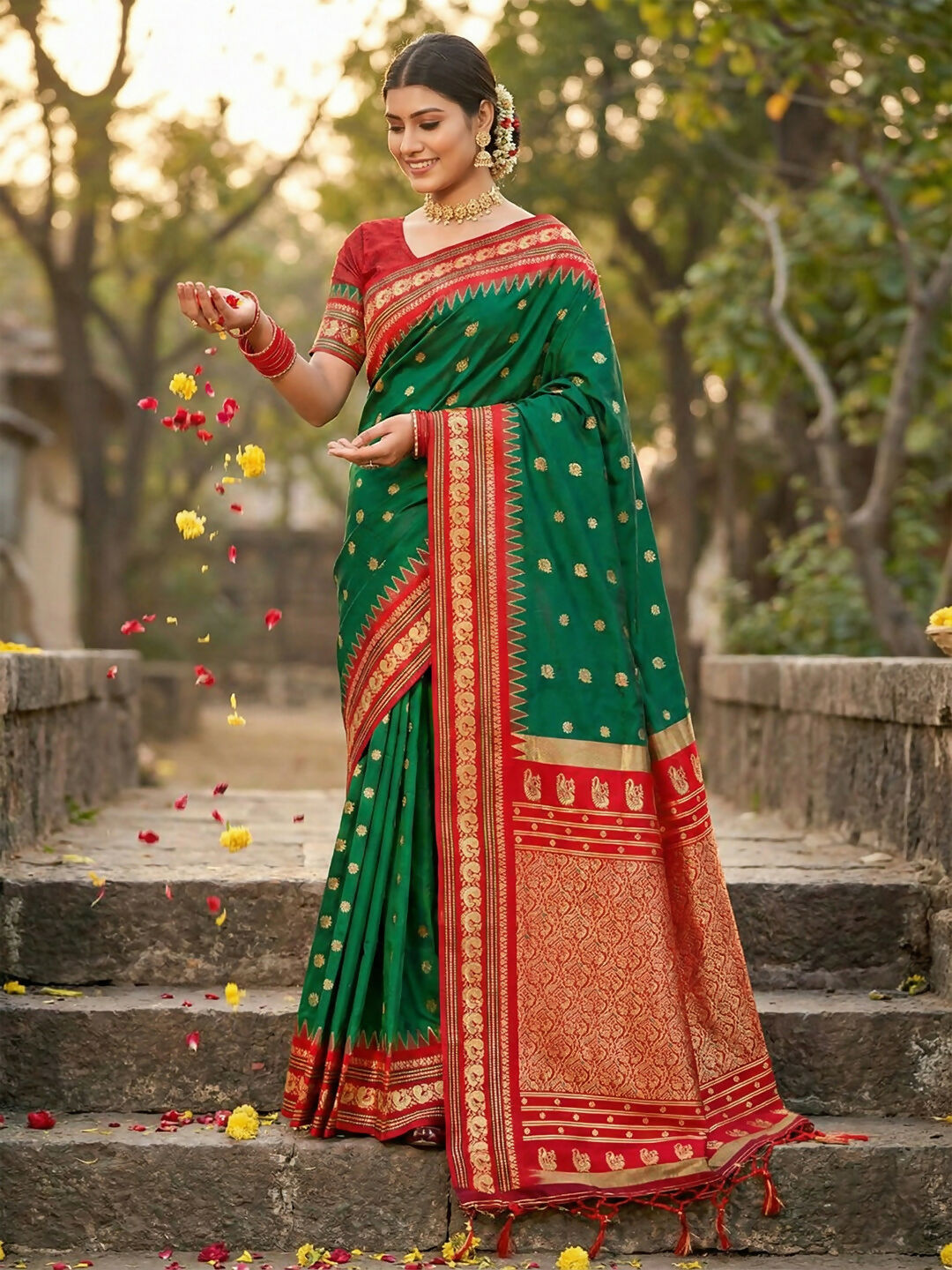 Shree Shyam Fashion Green Soft Silk Saree