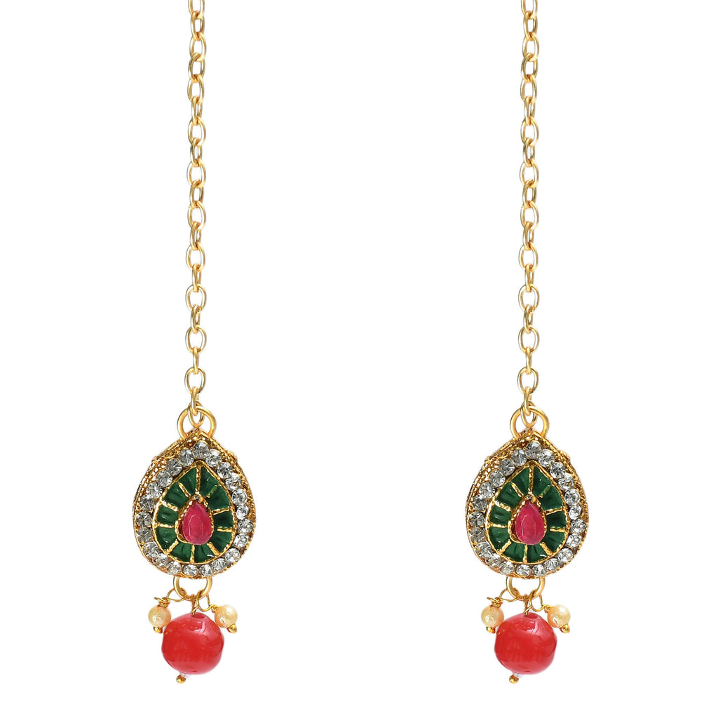 Mominos Fashion Johar Kamal Gold-Polished Brass Finish Meena & Pearls Work Choker For Women