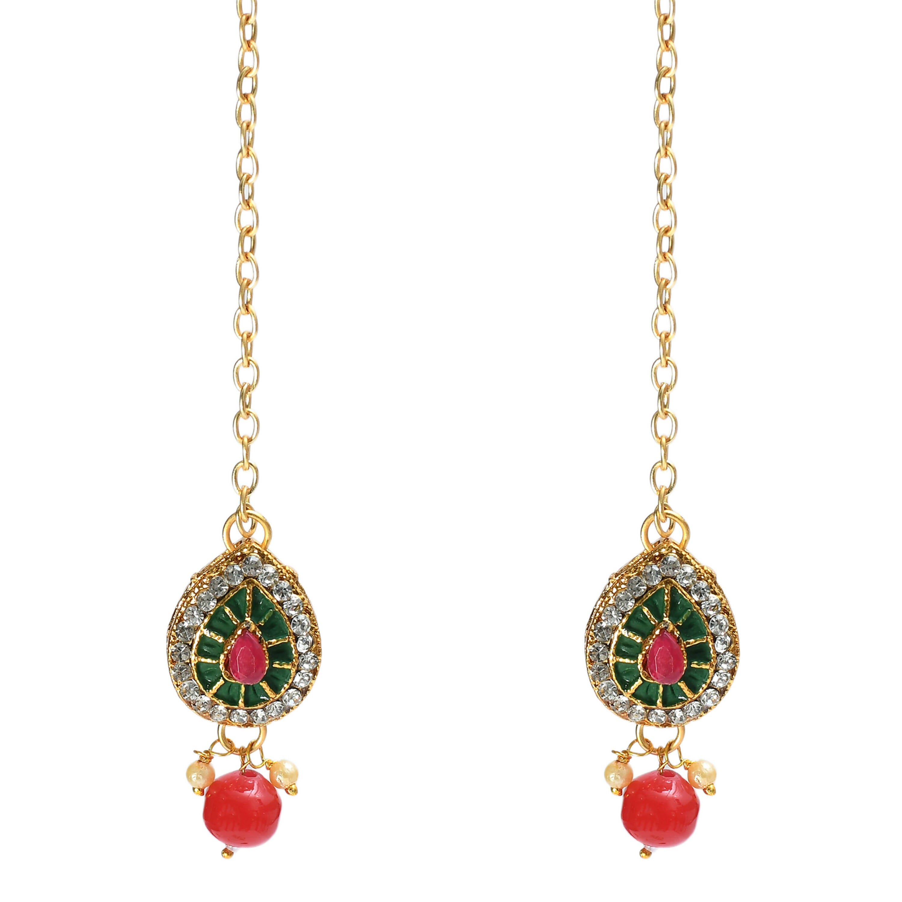 Mominos Fashion Johar Kamal Gold-Polished Brass Finish Meena & Pearls Work Choker For Women