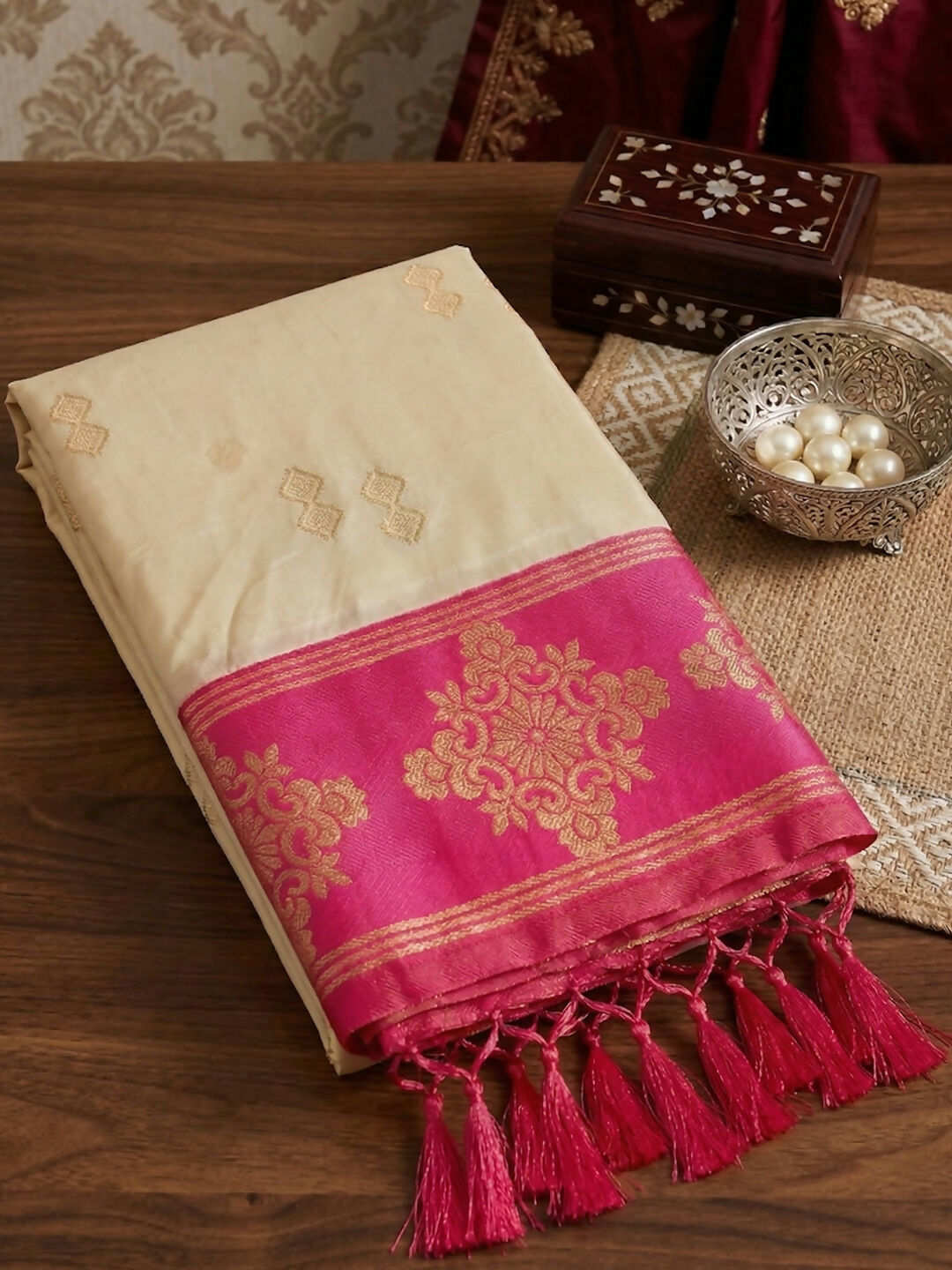 Shree Shyam Fashion Cream Soft Silk Saree