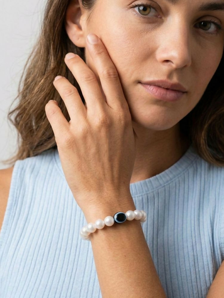 NVR Black Evil Eye White Bracelet for Men & Women