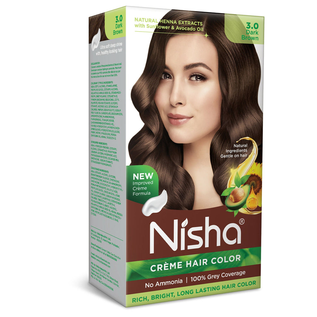 Nisha Creme Hair Color for Women - Dark Brown