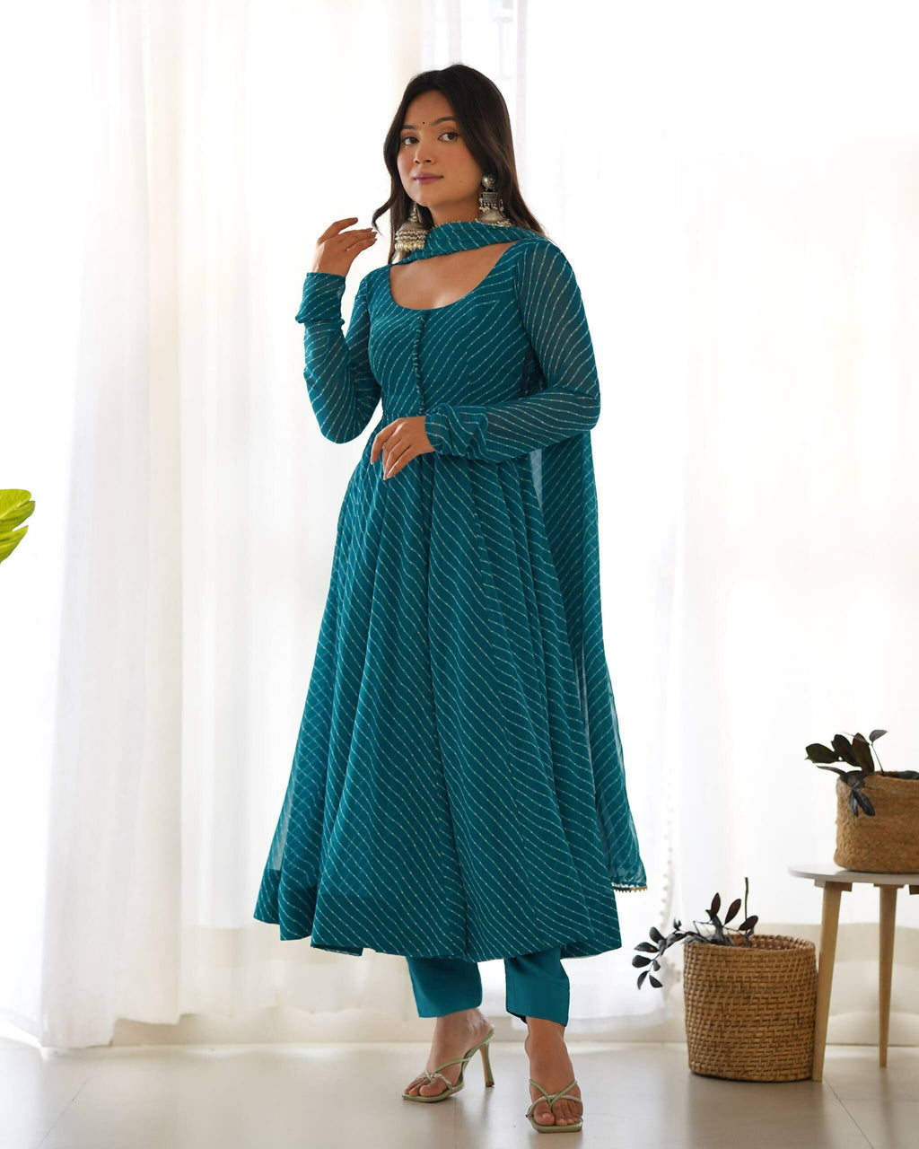 Lehenga Mart Designer Anarkali Suit With Kurta, Pant, Dupatta For Women-Rama