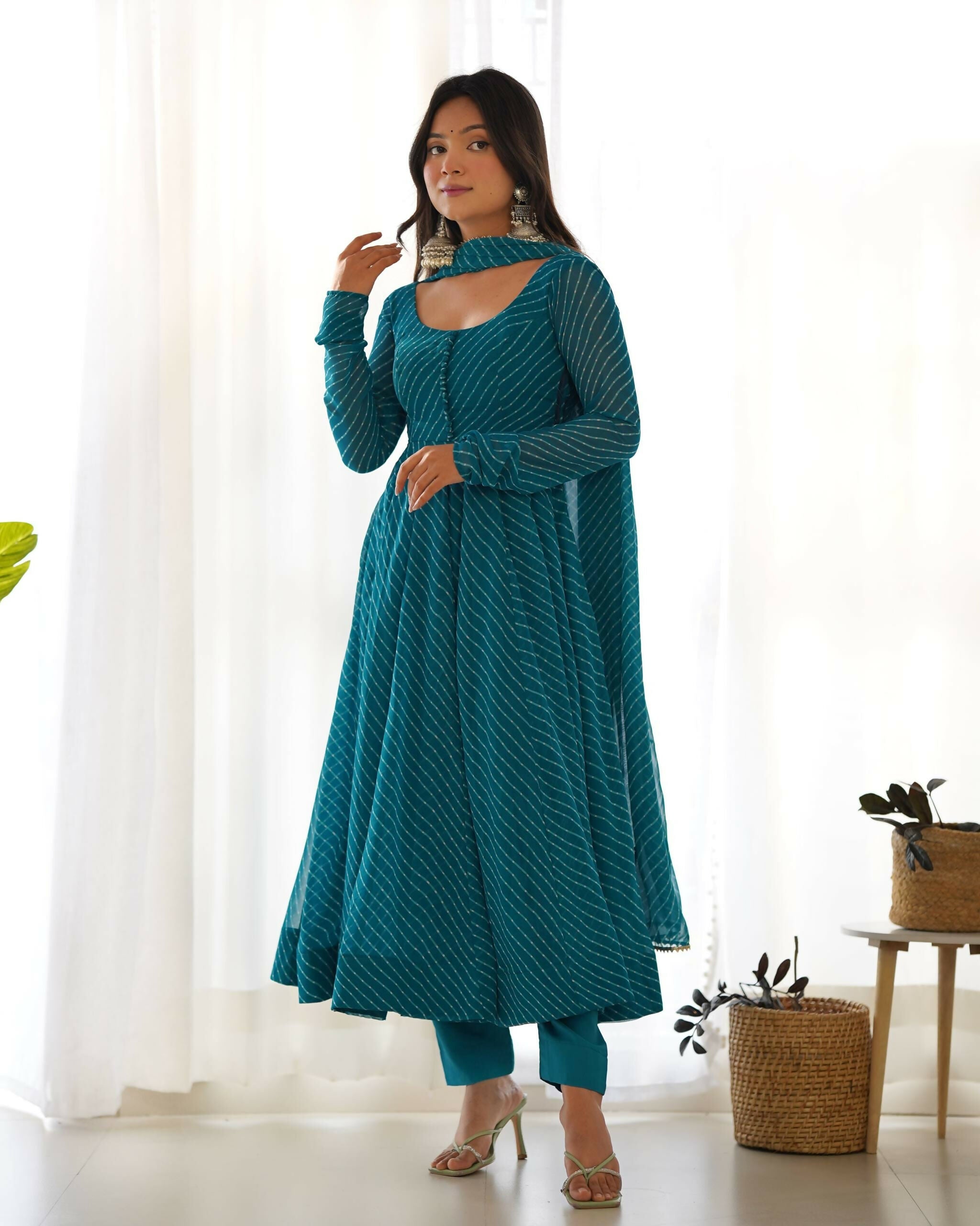 Lehenga Mart Designer Anarkali Suit With Kurta, Pant, Dupatta For Women-Rama
