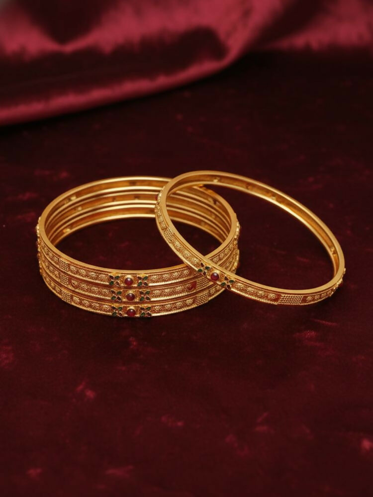 NVR Women Set of 4 Gold Plated Artificial Stone Bangle
