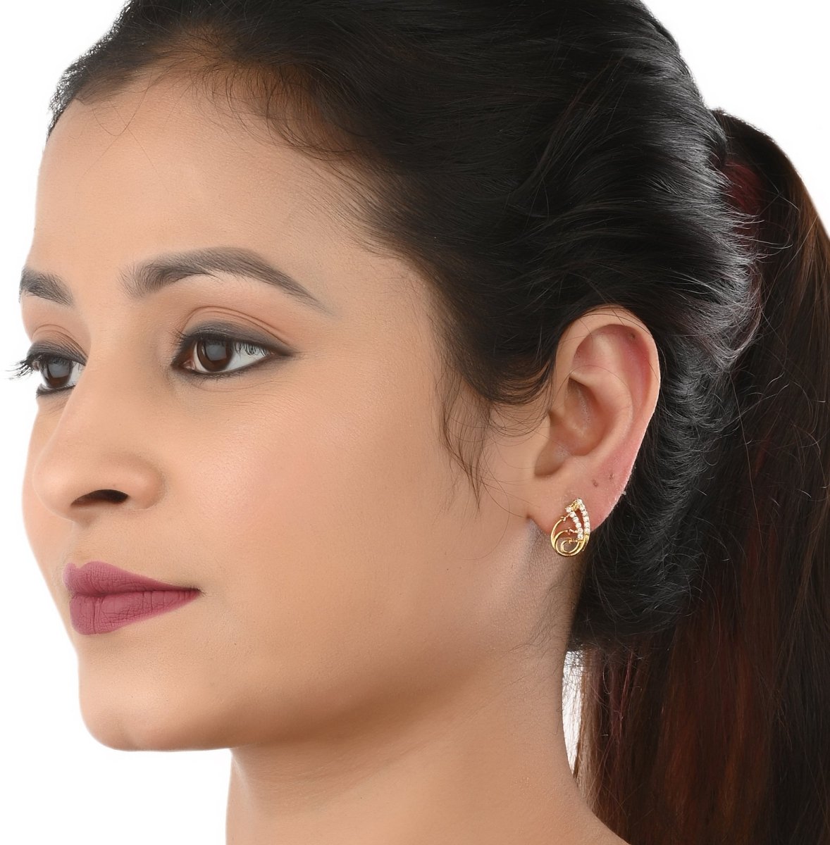 AanyaCentric Elegant Gold-Polished Ad American Diamond Earrings for Women Girls of All Ages