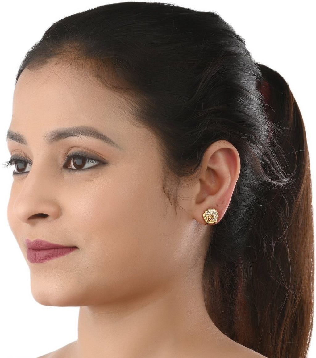 AanyaCentric Elegant Gold-Polished Ad American Diamond Earrings for Women Girls of All Ages