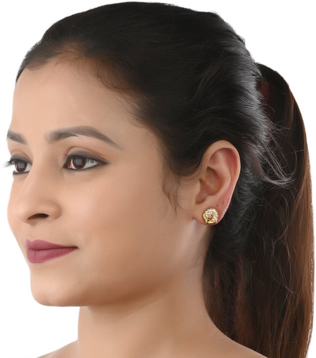 AanyaCentric Elegant Gold-Polished Ad American Diamond Earrings for Women Girls of All Ages