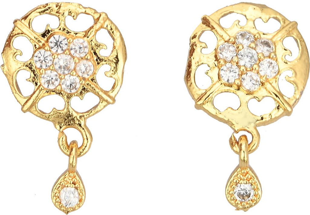 AanyaCentric Elegant Gold-Polished Ad American Diamond Earrings for Women Girls of All Ages