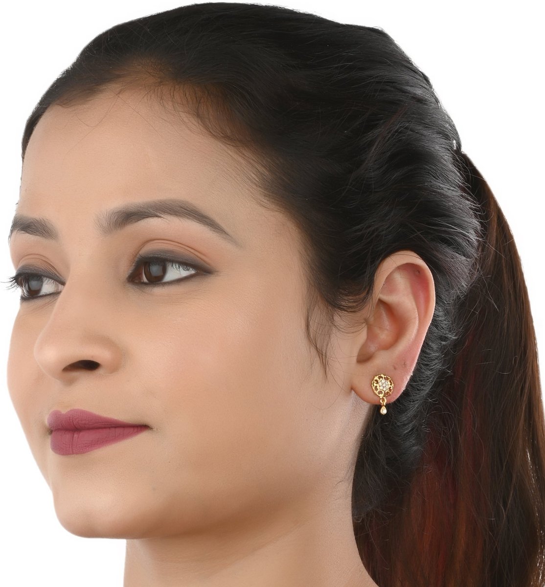 AanyaCentric Elegant Gold-Polished Ad American Diamond Earrings for Women Girls of All Ages