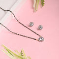 AanyaCentric Ad Short Mangalsutra Set Pendant with Earrings Golden