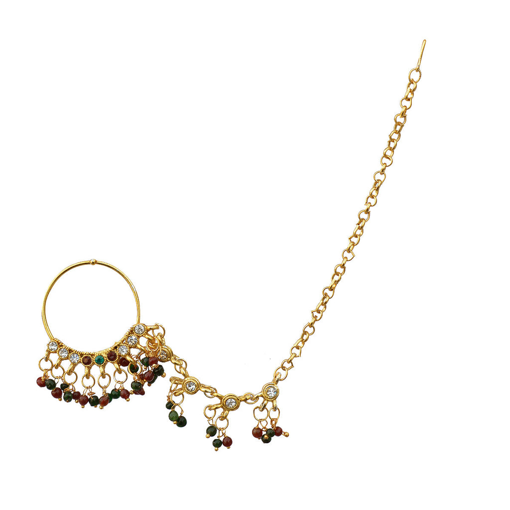 Gold-Polished Alloy Traditional Multi Colour Nath - The Pari