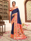 Anaita Navy Silk Saree With Blouse Piece