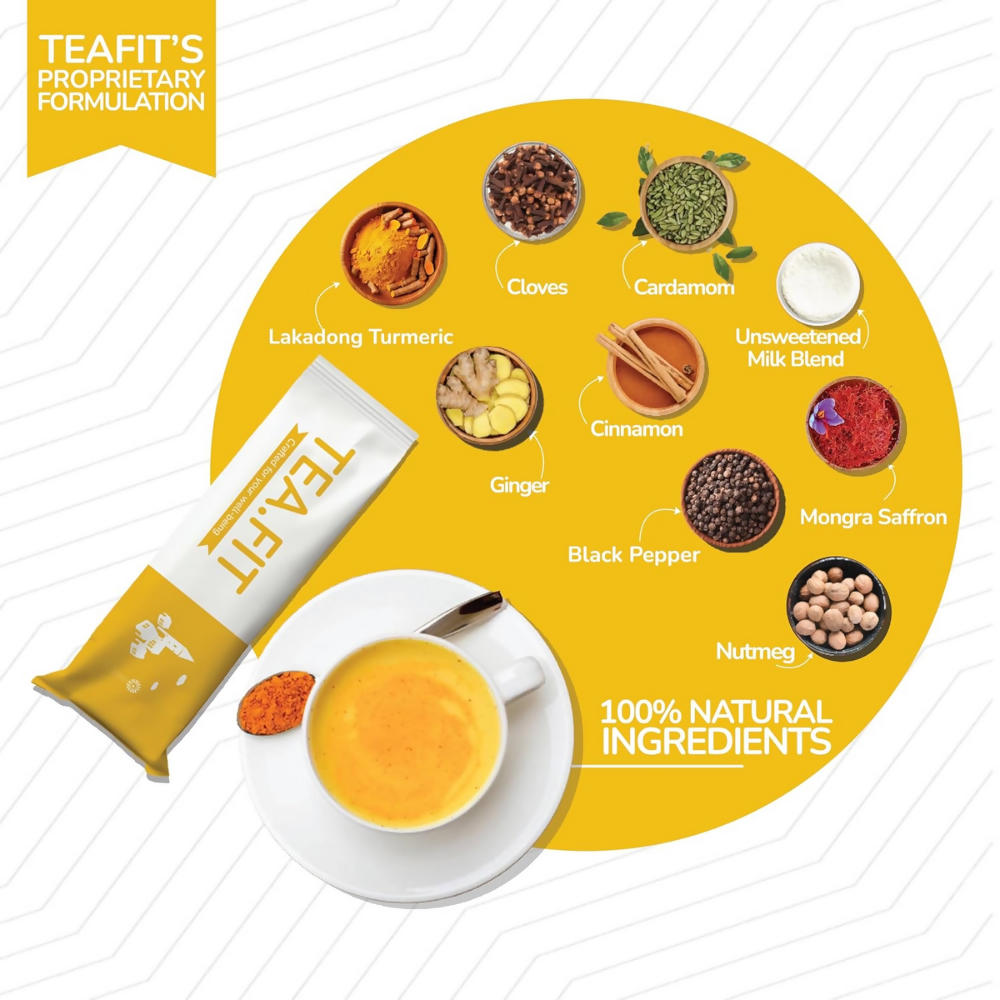 TeaFit AM/PM Wellness No Sugar Tea Premix - Ginger Tea & Turmeric Latte