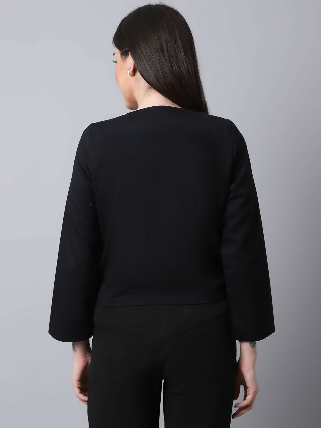 Even Apparels Black Polywool Open Front Statement Women's Jacket