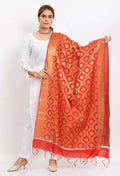 Mominos Fashion Moeza Women's Banarsi Silk All Over Woven Design Red Dupatta