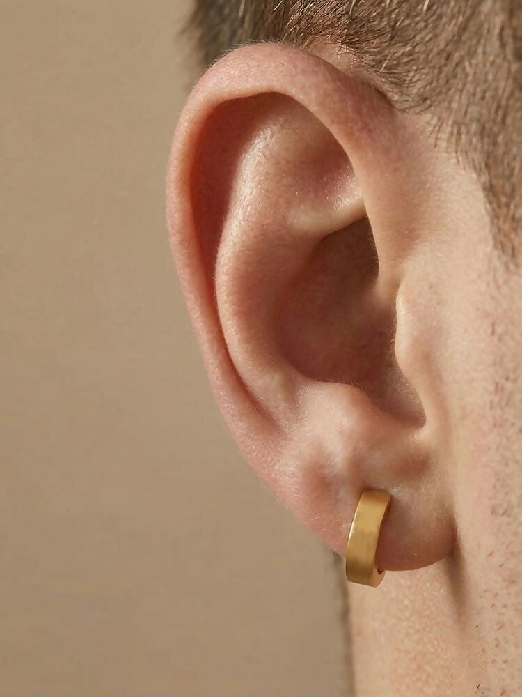NVR Men's Gold Plated Hoop Earrings
