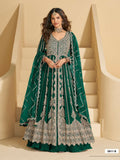 Anaita D Green Chinon Readymade Anarkali Lehenga with Heavy Embroidery Work