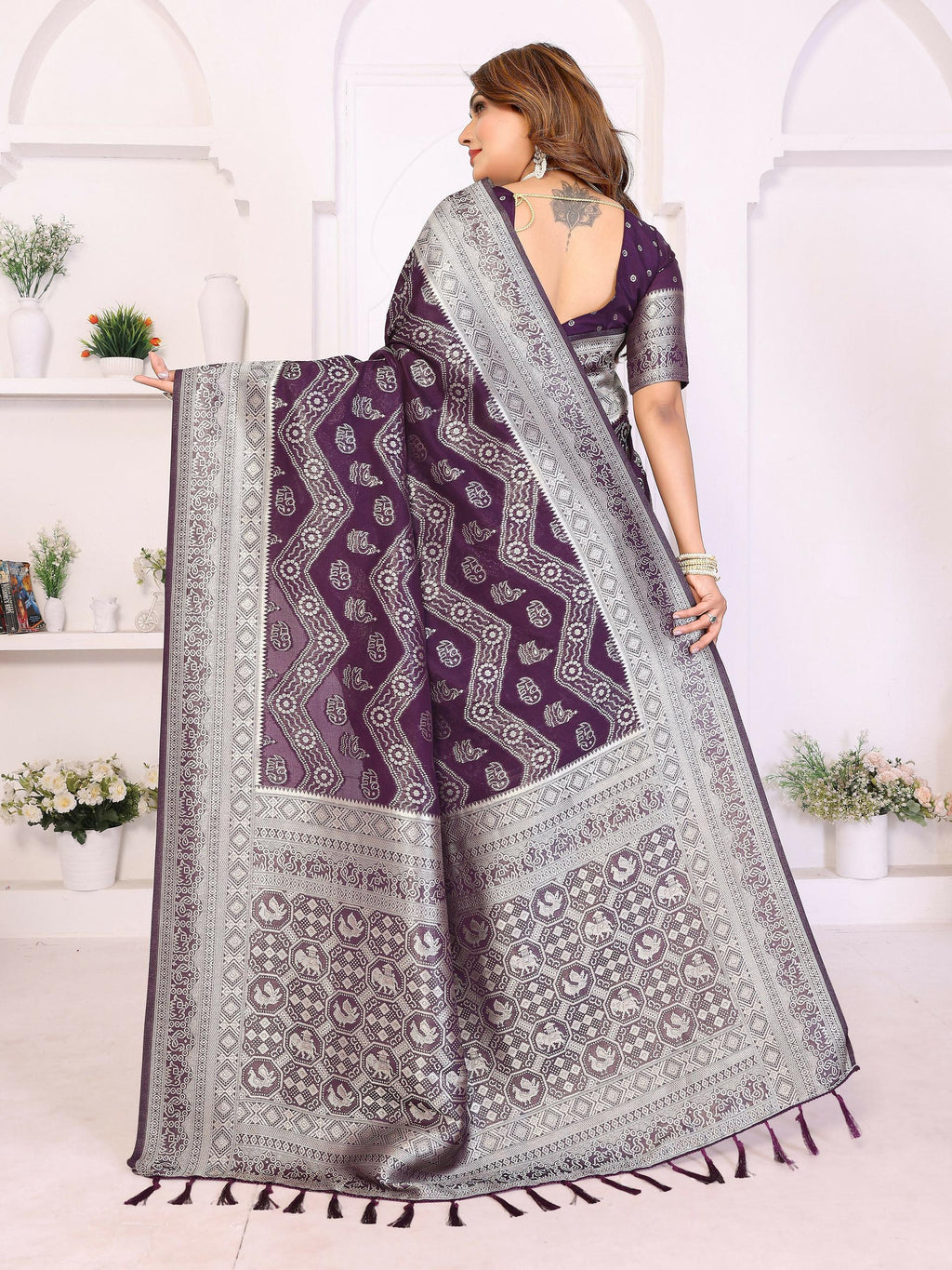 Aastha Fashion Wine Georgette Silk Leheriya With Elegant Zari Weaving Saree
