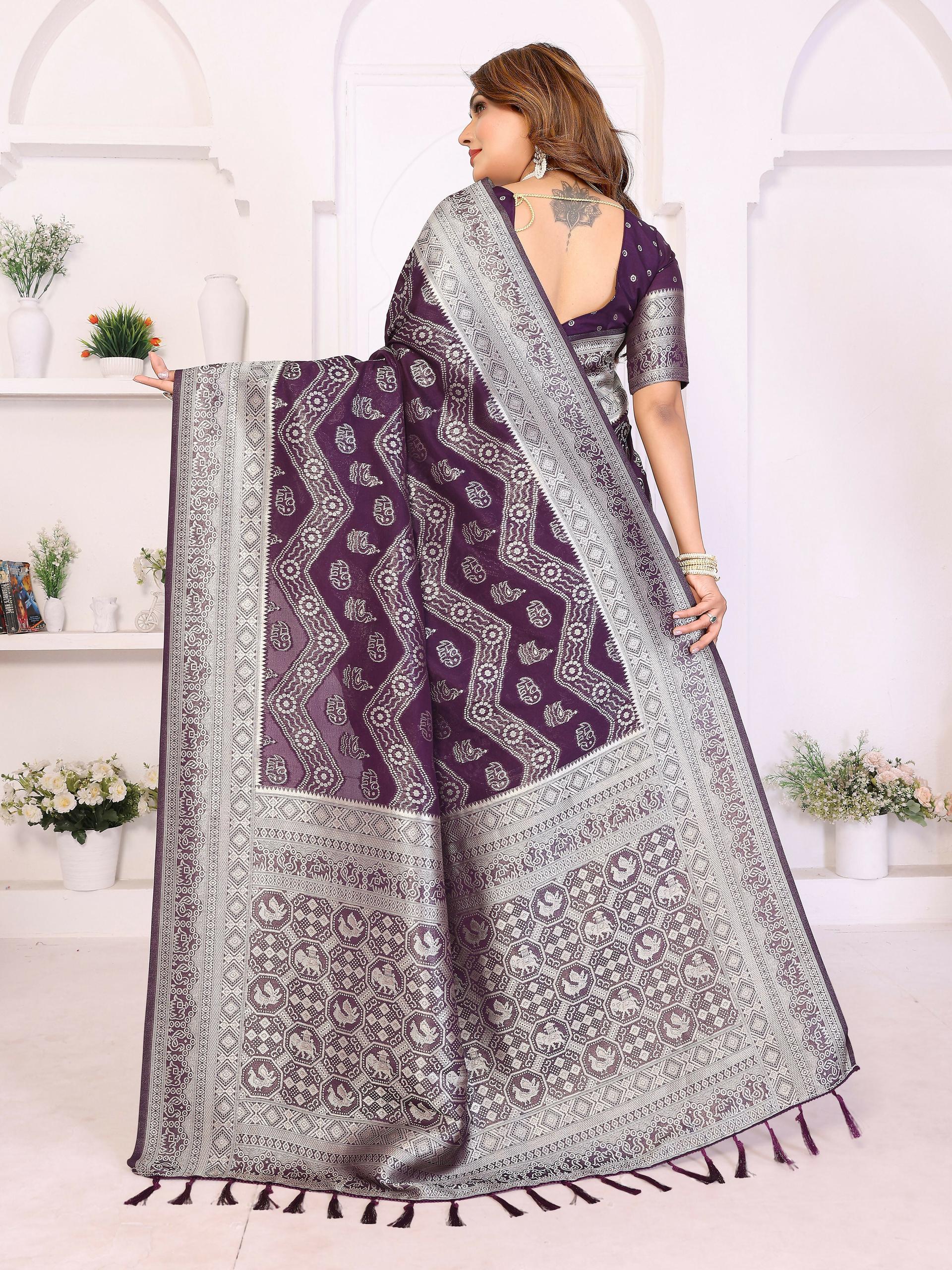 Aastha Fashion Wine Georgette Silk Leheriya With Elegant Zari Weaving Saree