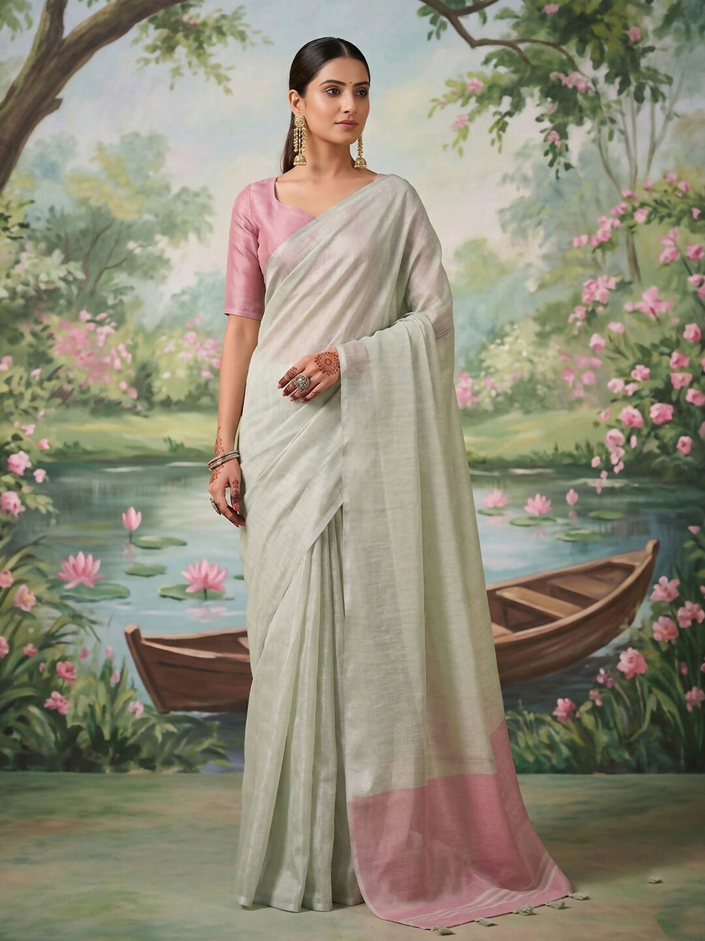 Shree Shyam Fashion Silver Tissue Silk Saree